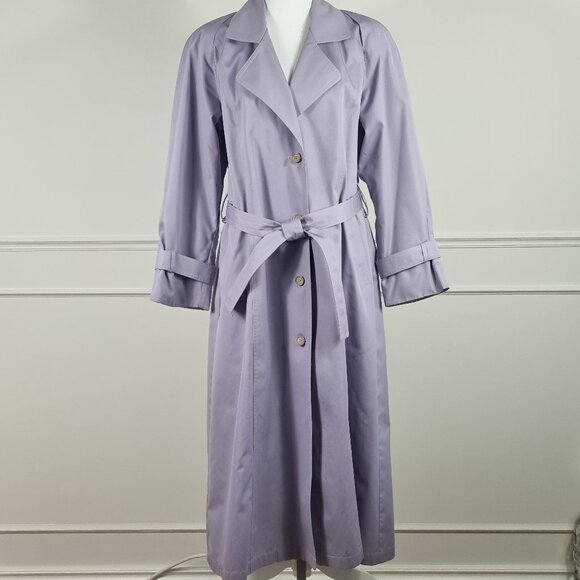 Vintage London Fog Lavender Trench Coat Size 10 - Picture 1 of 10